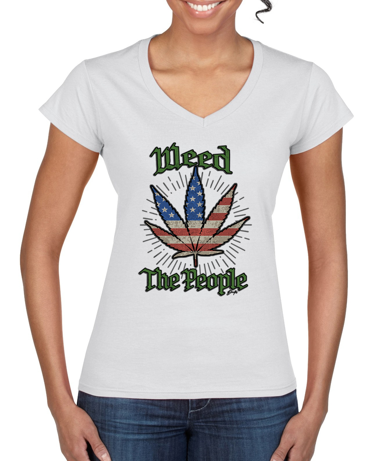 Weed the People Weed Damen-Standard-T-Shirt mit V-Ausschnitt - Bild 5 von 5