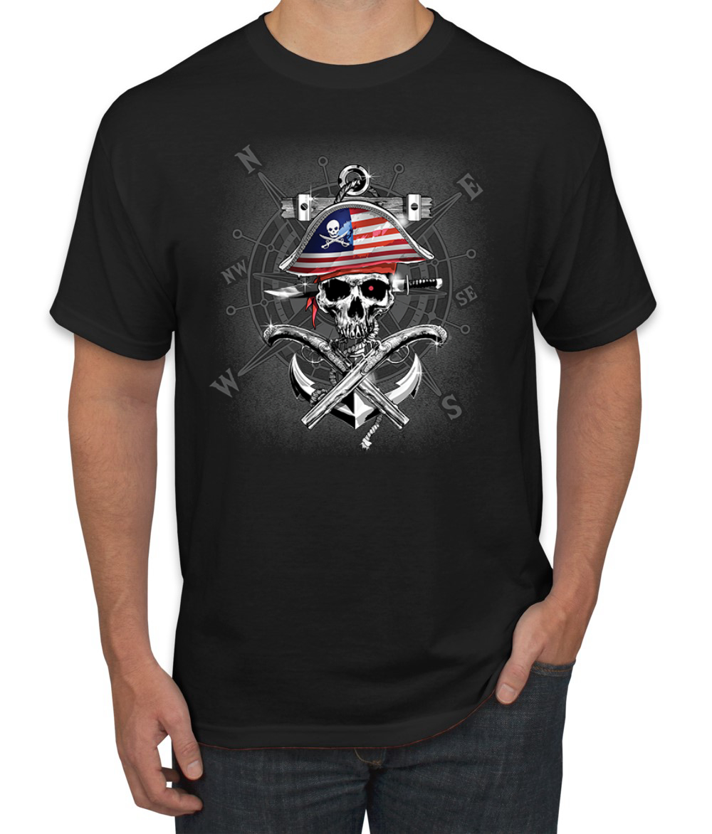 Camiseta para hombre American Pirate Skull Compassf - Imagen 3 de 28