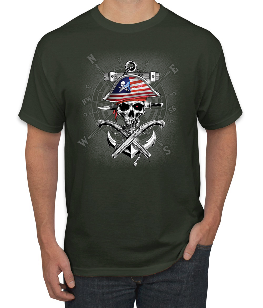 Camiseta para hombre American Pirate Skull Compassf - Imagen 5 de 28