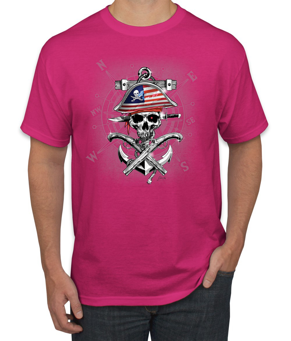 Camiseta para hombre American Pirate Skull Compassf - Imagen 6 de 28