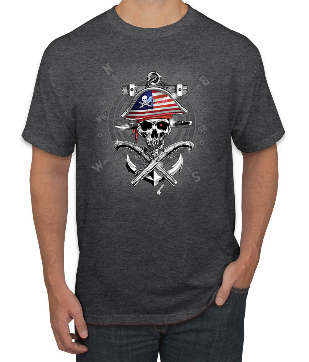 Camiseta para hombre American Pirate Skull Compassf - Imagen 7 de 28