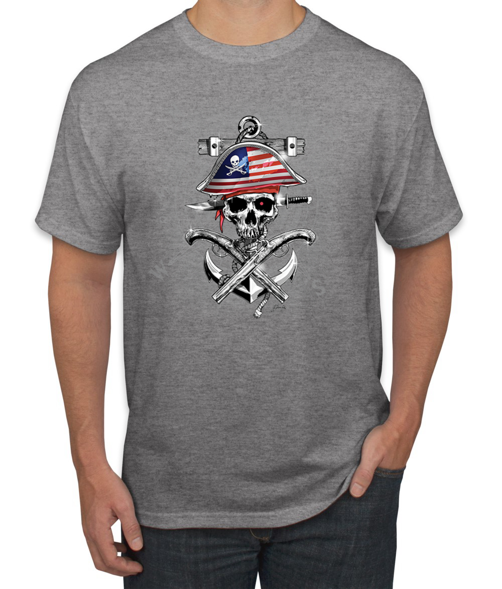 Camiseta para hombre American Pirate Skull Compassf - Imagen 8 de 28