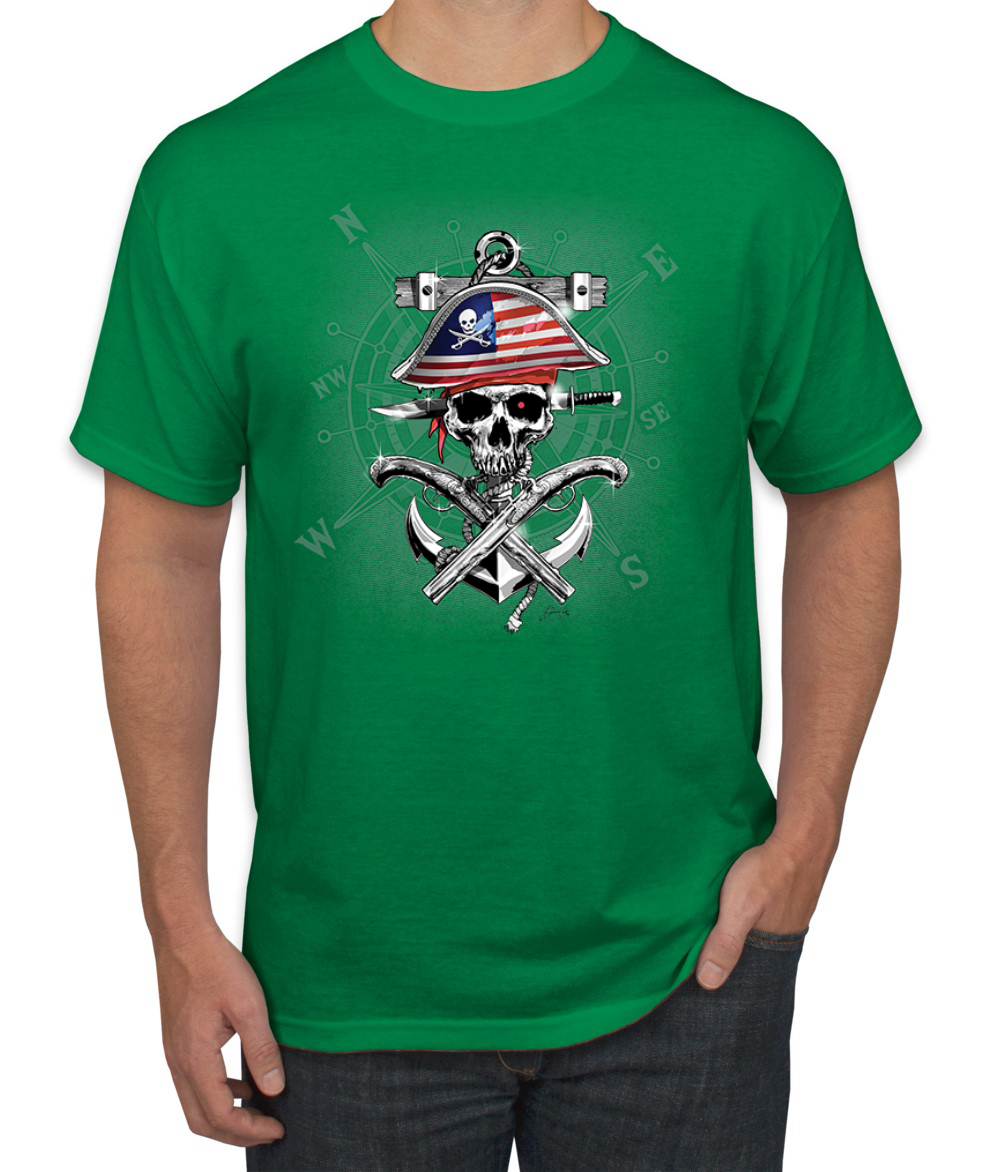 Camiseta para hombre American Pirate Skull Compassf - Imagen 9 de 28