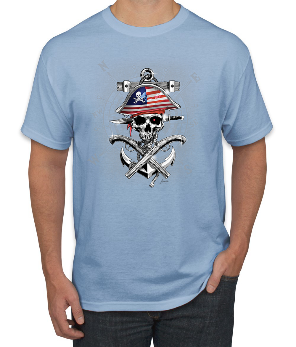 Camiseta para hombre American Pirate Skull Compassf - Imagen 25 de 28
