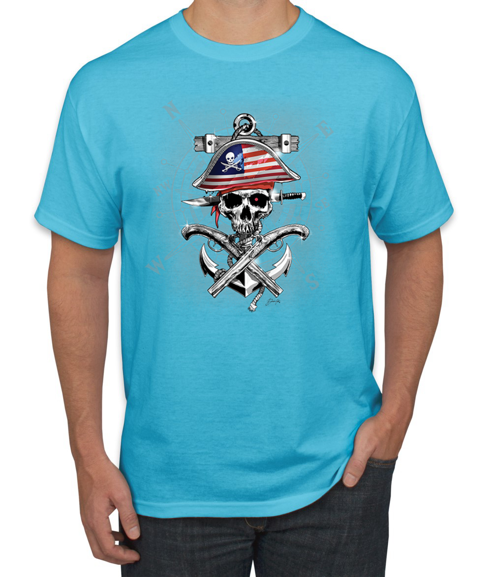 Camiseta para hombre American Pirate Skull Compassf - Imagen 26 de 28