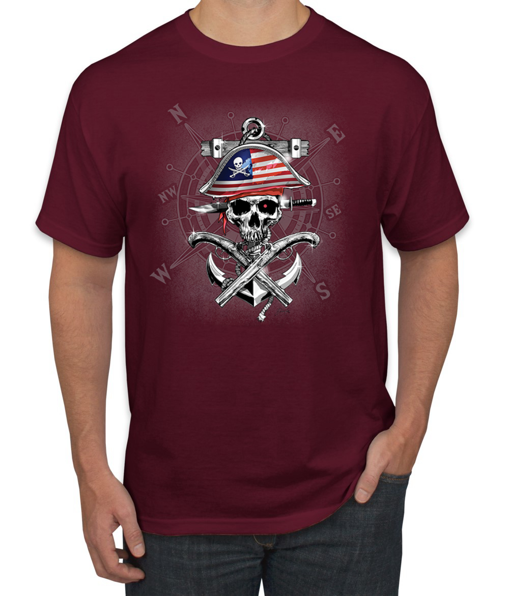 Camiseta para hombre American Pirate Skull Compassf - Imagen 11 de 28