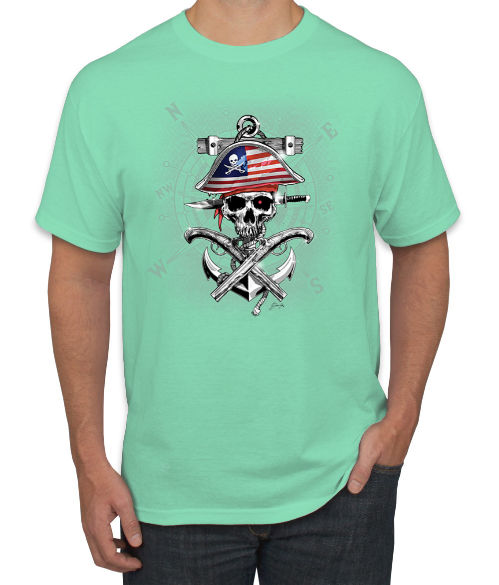 Camiseta para hombre American Pirate Skull Compassf - Imagen 23 de 28