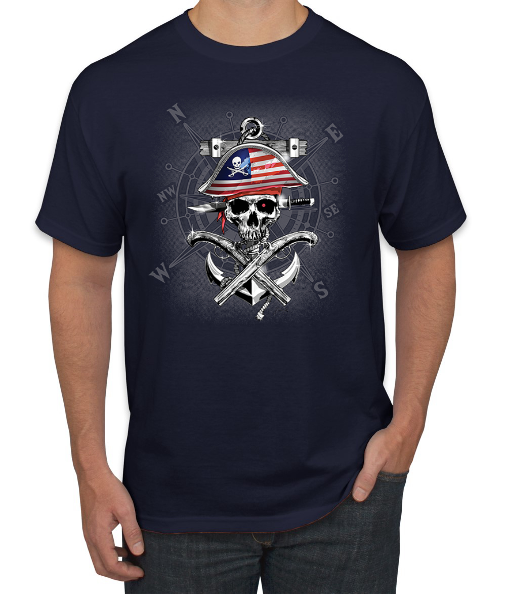 Camiseta para hombre American Pirate Skull Compassf - Imagen 12 de 28