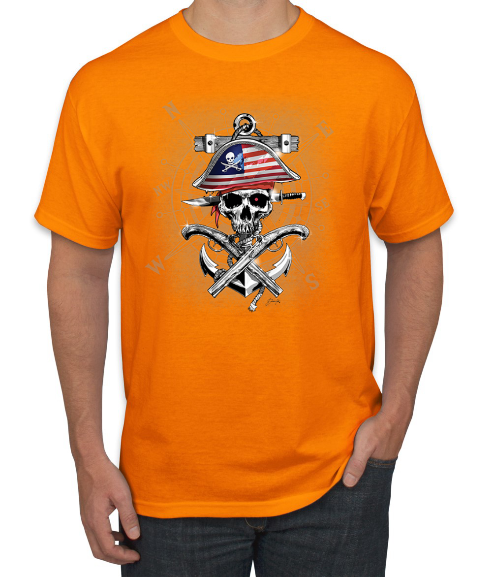Camiseta para hombre American Pirate Skull Compassf - Imagen 14 de 28