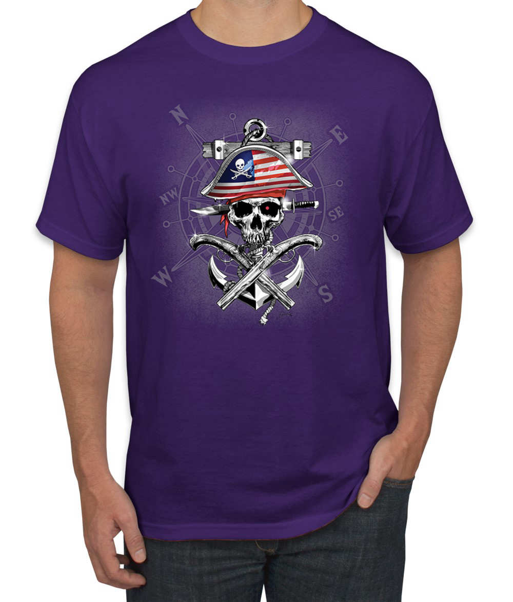 Camiseta para hombre American Pirate Skull Compassf - Imagen 15 de 28