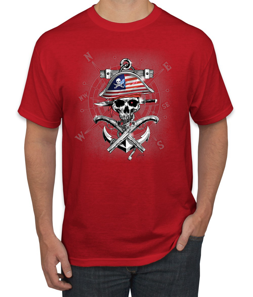 Camiseta para hombre American Pirate Skull Compassf - Imagen 16 de 28