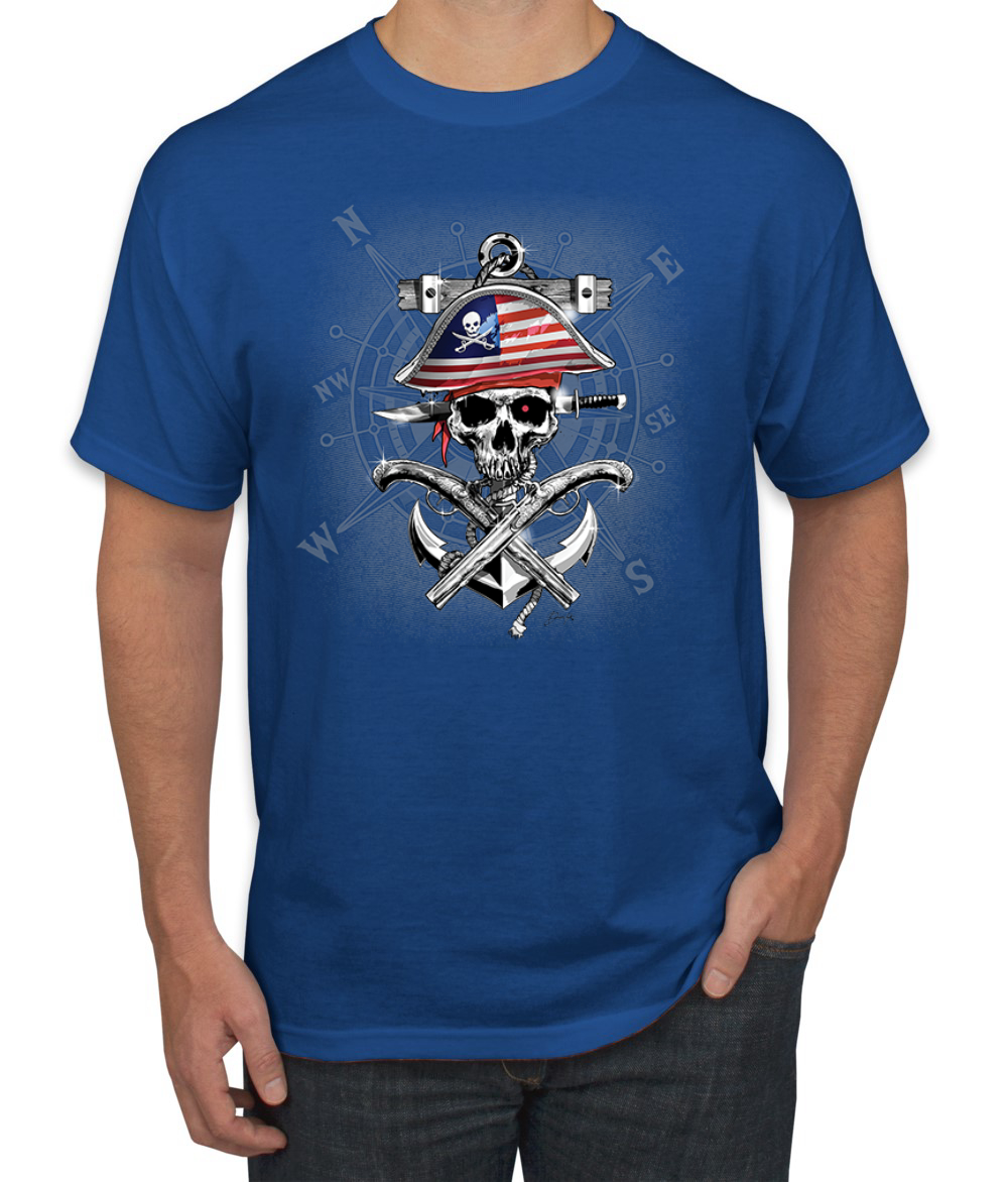 Camiseta para hombre American Pirate Skull Compassf - Imagen 17 de 28