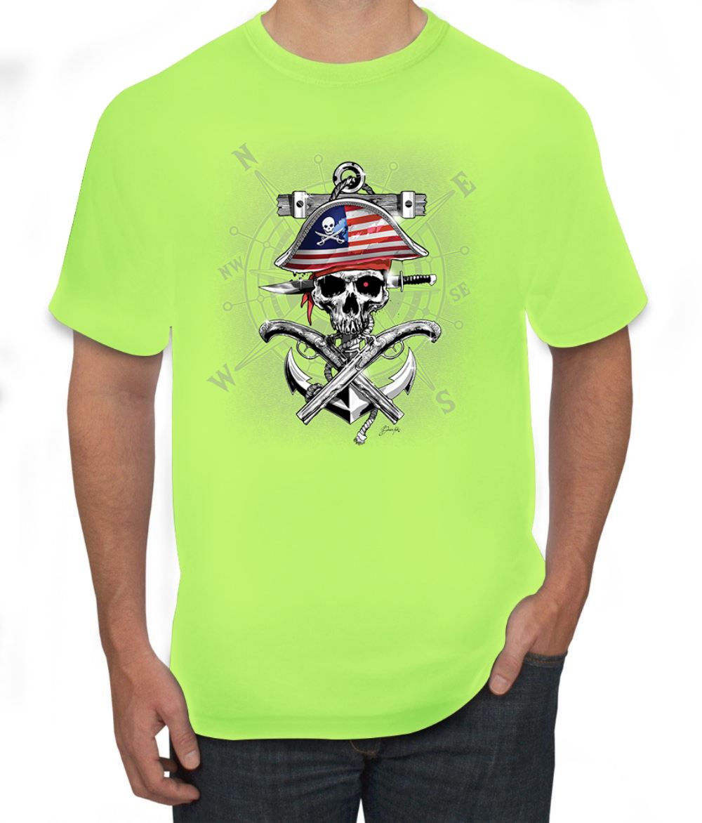 Camiseta para hombre American Pirate Skull Compassf - Imagen 22 de 28