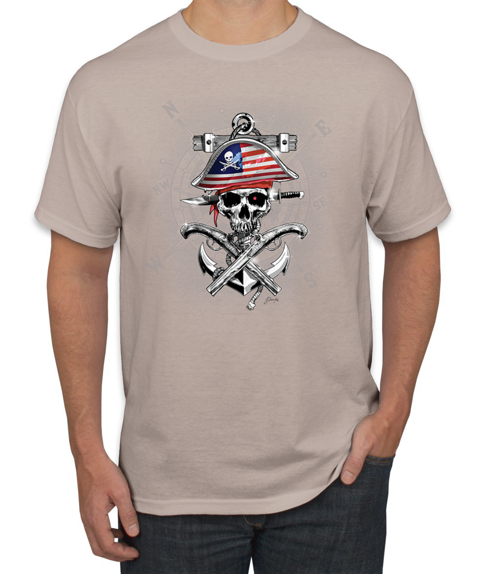 Camiseta para hombre American Pirate Skull Compassf - Imagen 28 de 28
