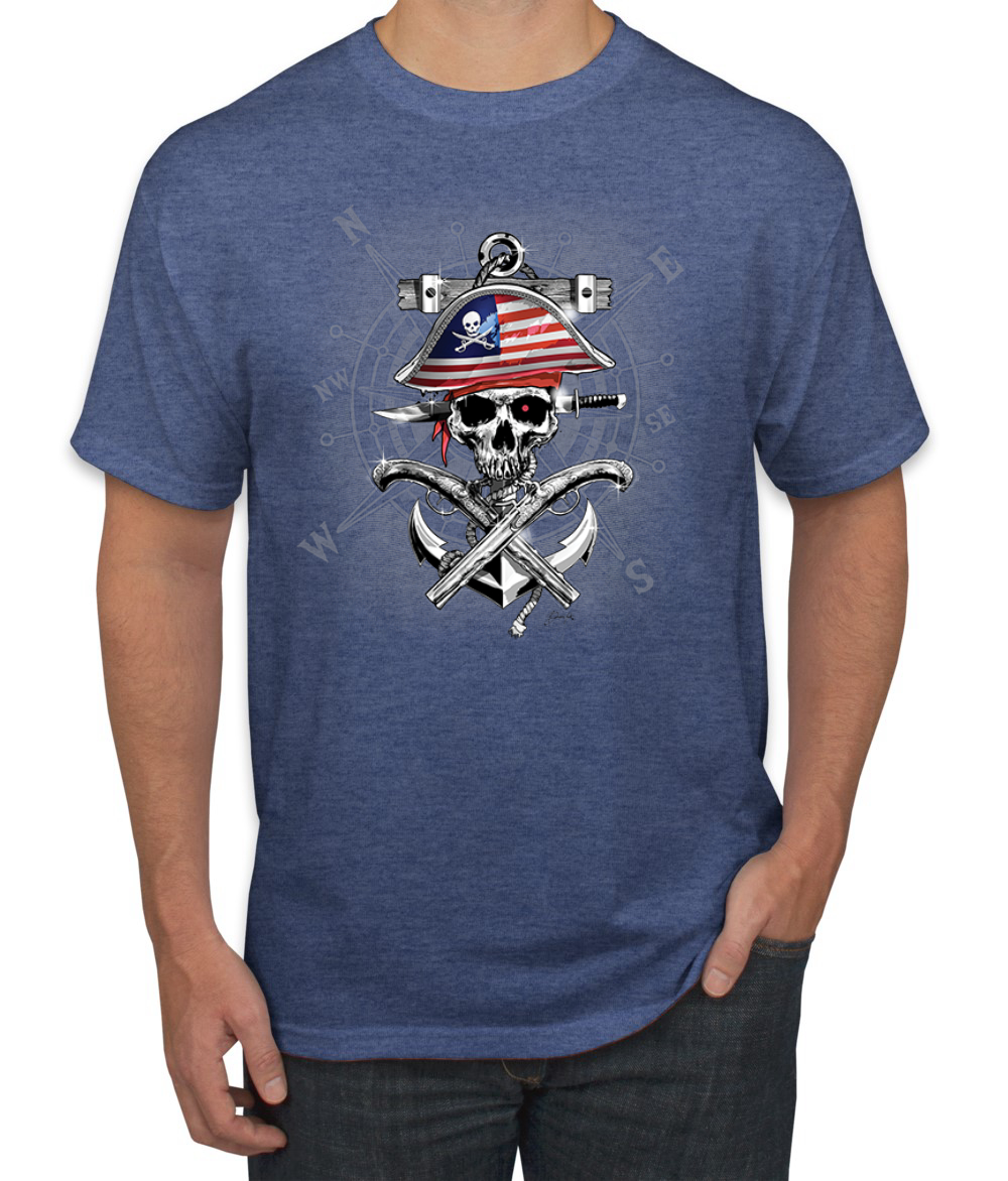 Camiseta para hombre American Pirate Skull Compassf - Imagen 18 de 28