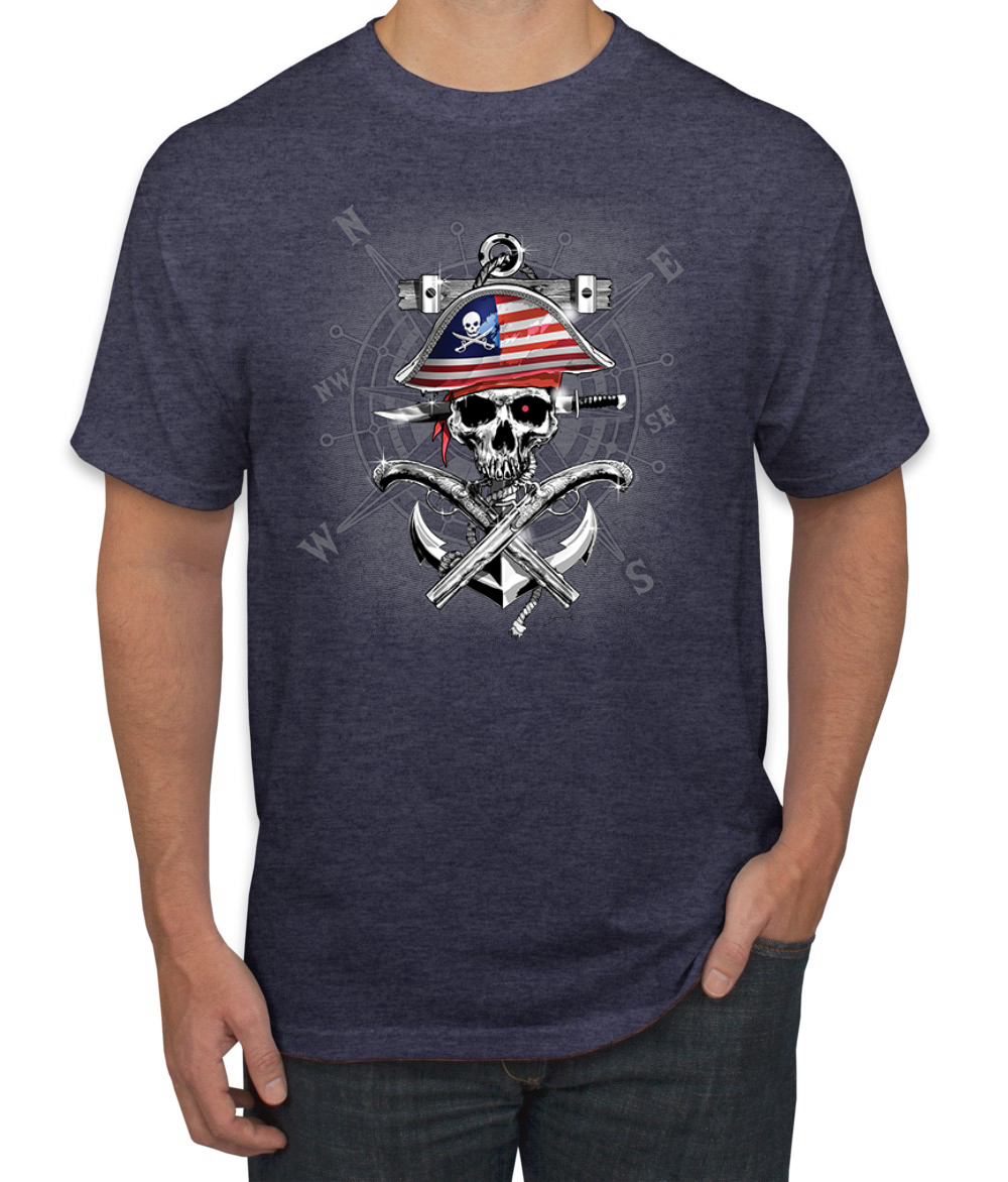 Camiseta para hombre American Pirate Skull Compassf - Imagen 19 de 28