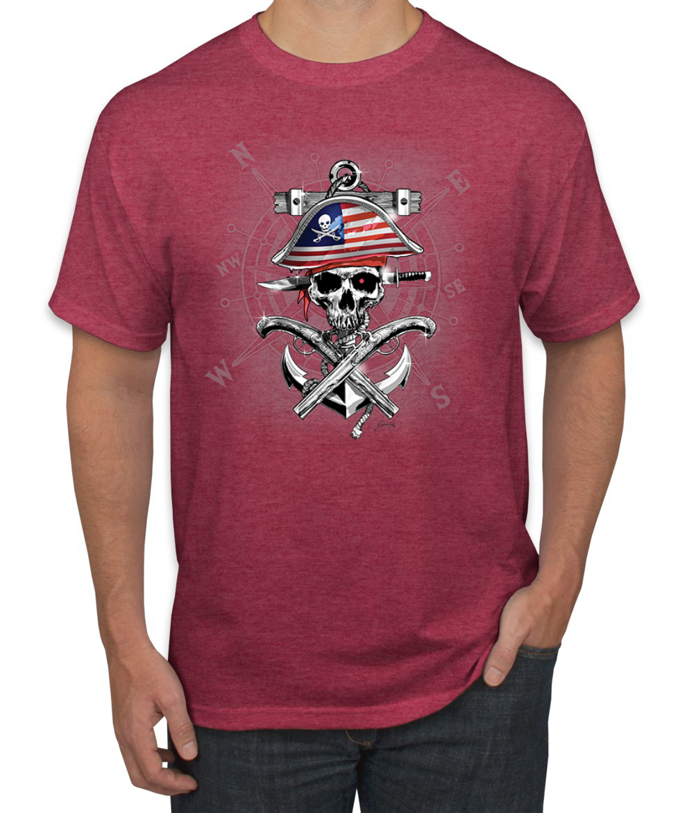 Camiseta para hombre American Pirate Skull Compassf - Imagen 20 de 28