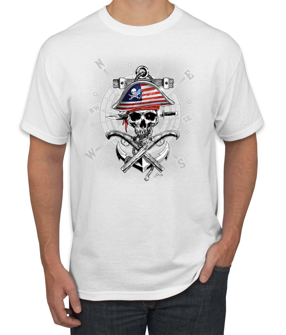 Camiseta para hombre American Pirate Skull Compassf - Imagen 21 de 28
