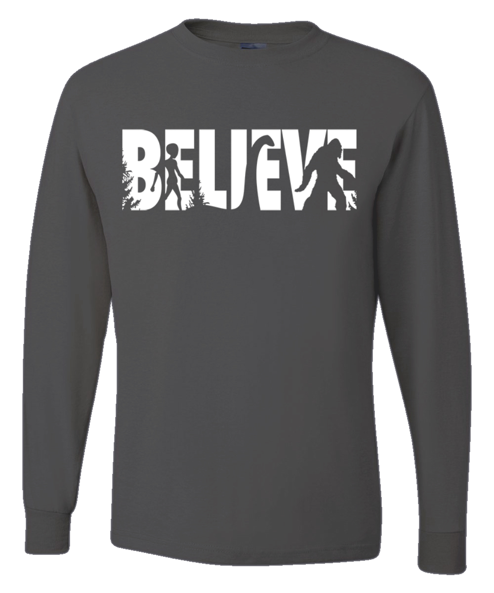 Believe Bigfoot Aliens  Men Long Sleeve Shirt