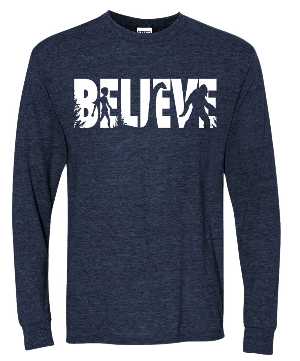 Believe Bigfoot Aliens  Men Long Sleeve Shirt