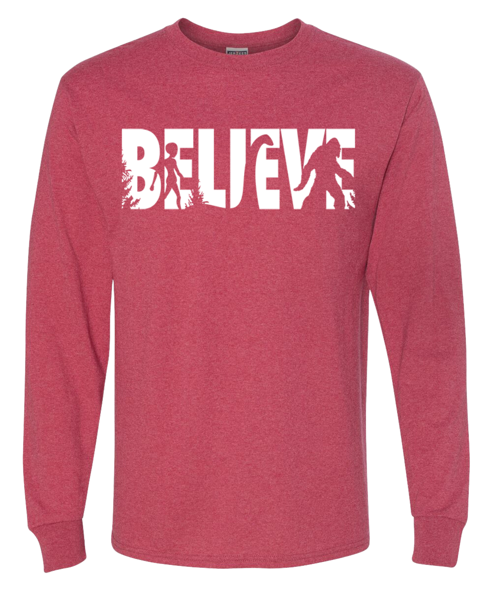 Believe Bigfoot Aliens  Men Long Sleeve Shirt