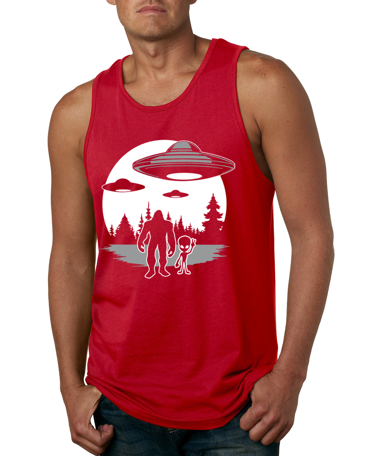 Camiseta sin mangas Silhoutte UFO Aliens Sasquatch para hombre - Imagen 7 de 9