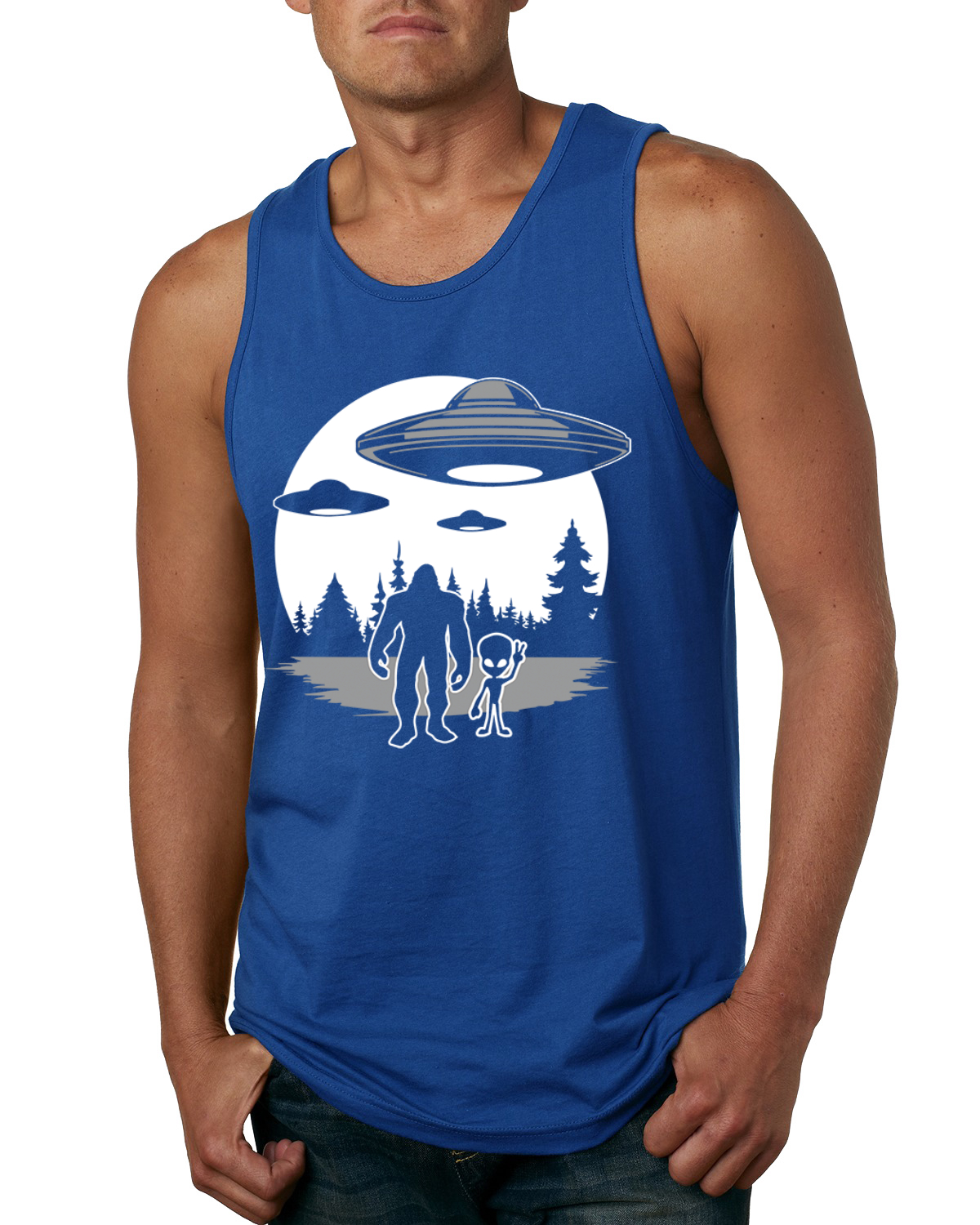 Camiseta sin mangas Silhoutte UFO Aliens Sasquatch para hombre - Imagen 8 de 9