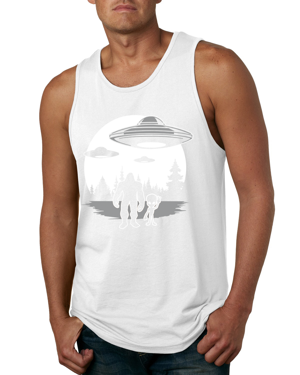 Camiseta sin mangas Silhoutte UFO Aliens Sasquatch para hombre - Imagen 9 de 9