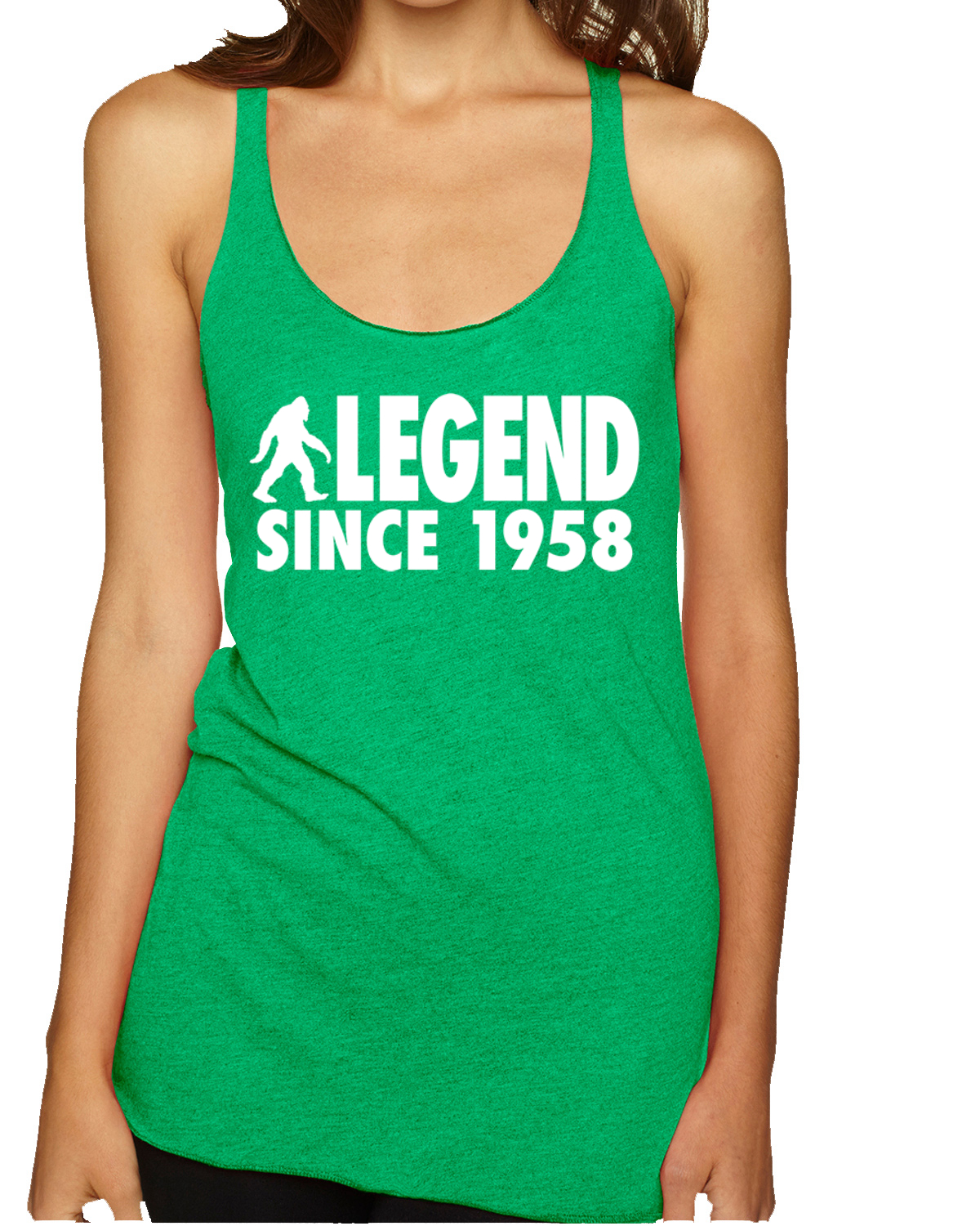 Bigfoot Sasquatch Legend Since 1958 Tri-Blend Racerback Tank Top - Picture 6 of 16