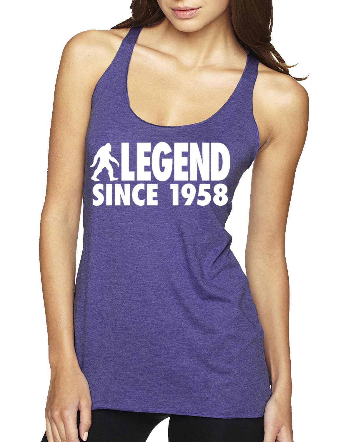Bigfoot Sasquatch Legend Since 1958 Tri-Blend Racerback Tank Top - Picture 4 of 16