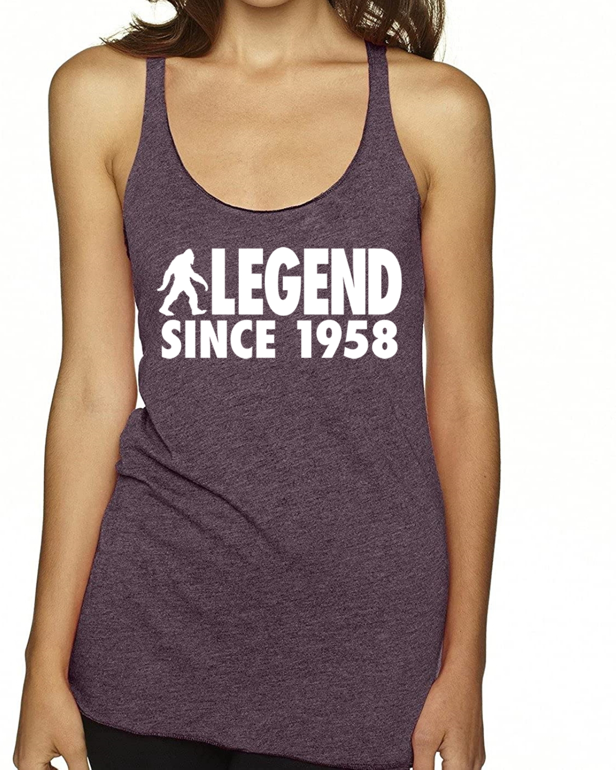 Bigfoot Sasquatch Legend Since 1958 Tri-Blend Racerback Tank Top - Picture 16 of 16