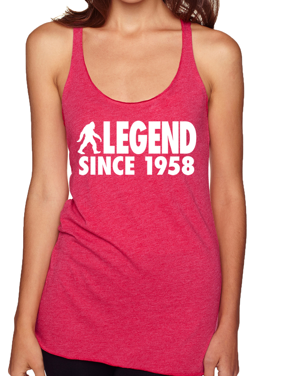 Bigfoot Sasquatch Legend Since 1958 Tri-Blend Racerback Tank Top - Picture 14 of 16