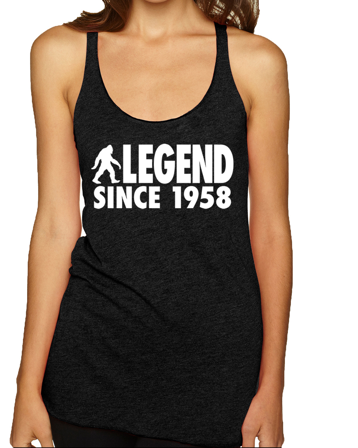 Bigfoot Sasquatch Legend Since 1958 Tri-Blend Racerback Tank Top - Picture 9 of 16