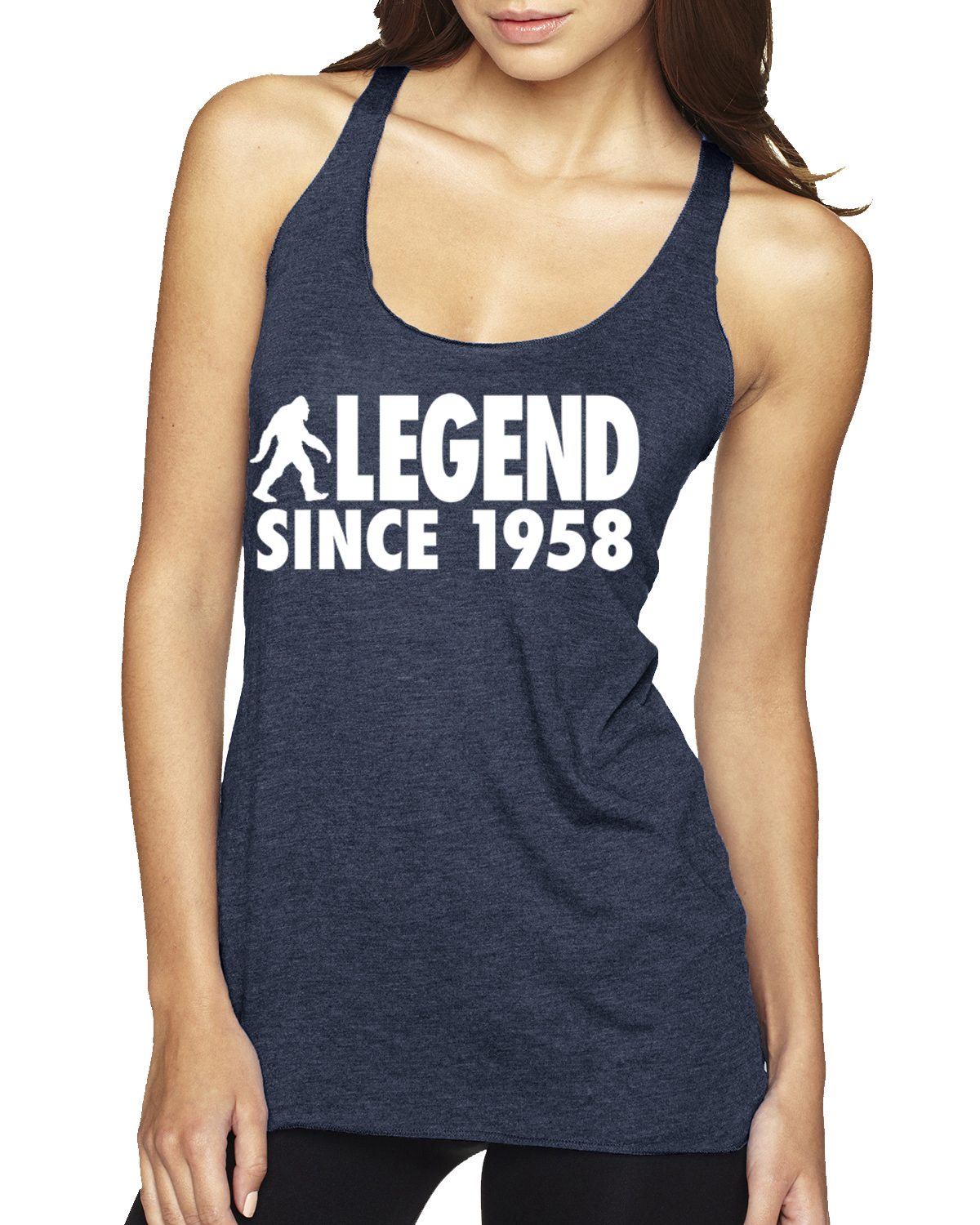 Bigfoot Sasquatch Legend Since 1958 Tri-Blend Racerback Tank Top - Picture 10 of 16