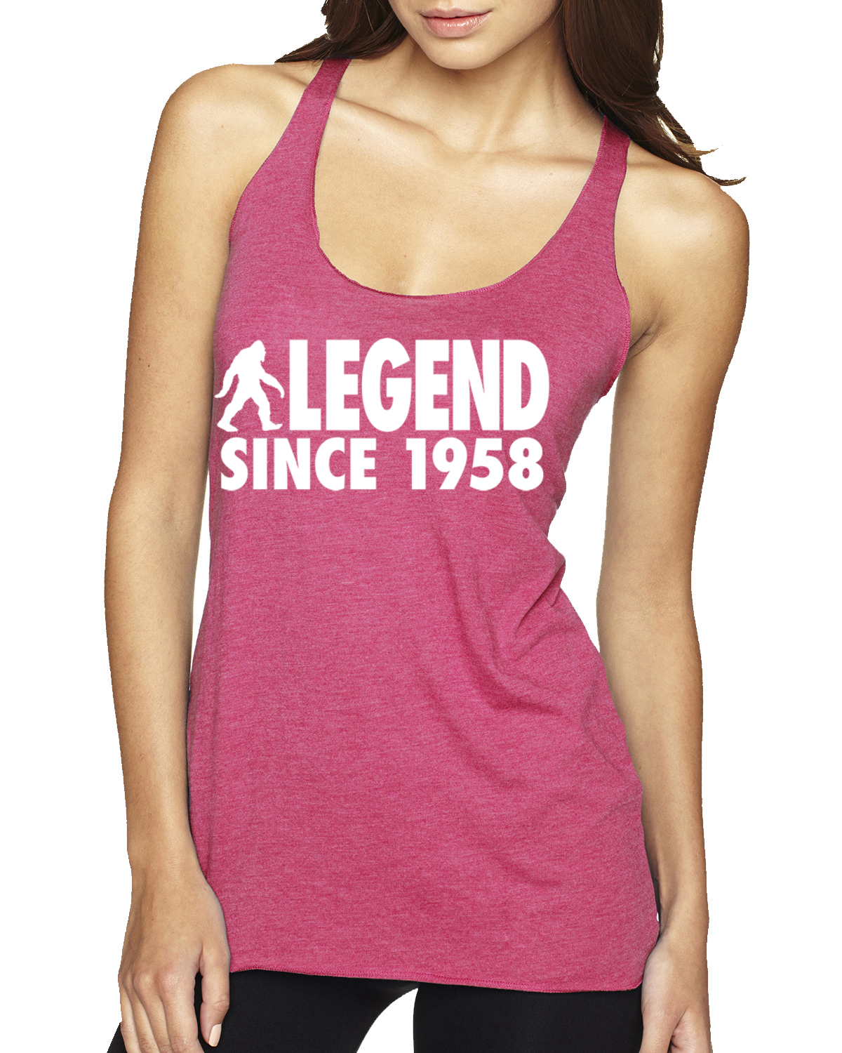 Bigfoot Sasquatch Legend Since 1958 Tri-Blend Racerback Tank Top - Picture 15 of 16