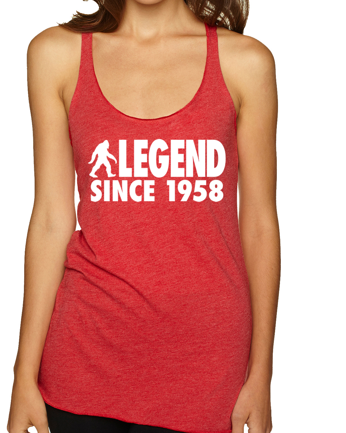 Bigfoot Sasquatch Legend Since 1958 Tri-Blend Racerback Tank Top - Picture 11 of 16