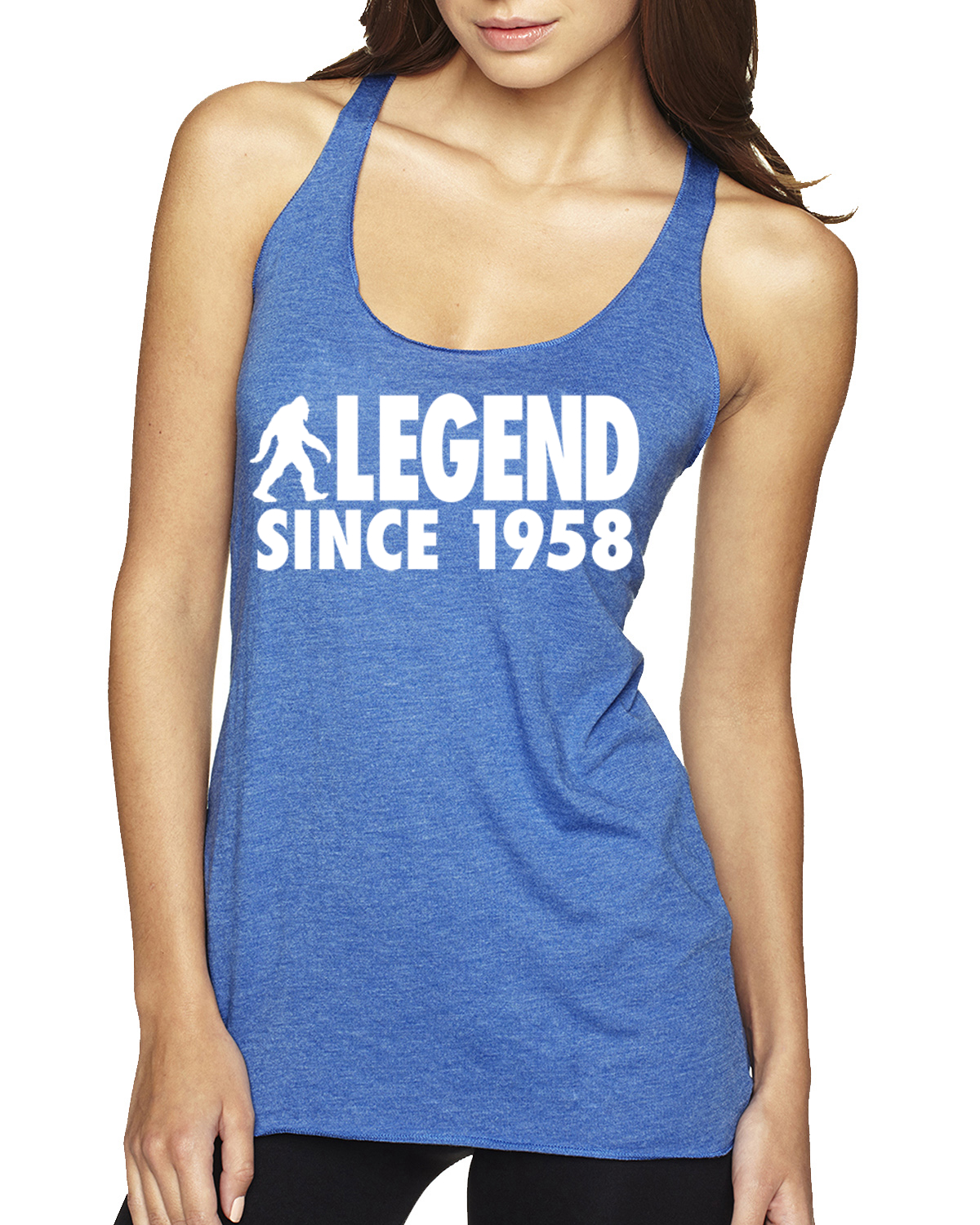 Bigfoot Sasquatch Legend Since 1958 Tri-Blend Racerback Tank Top - Picture 12 of 16