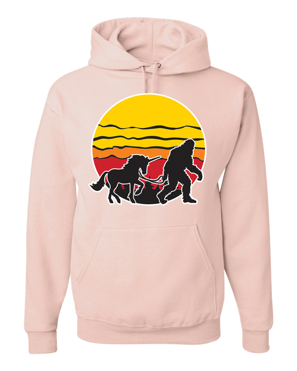 Sunset Silhoutte Unicorn and Sasquatch Unisex Hoodie Sweatshirt - Picture 28 of 28
