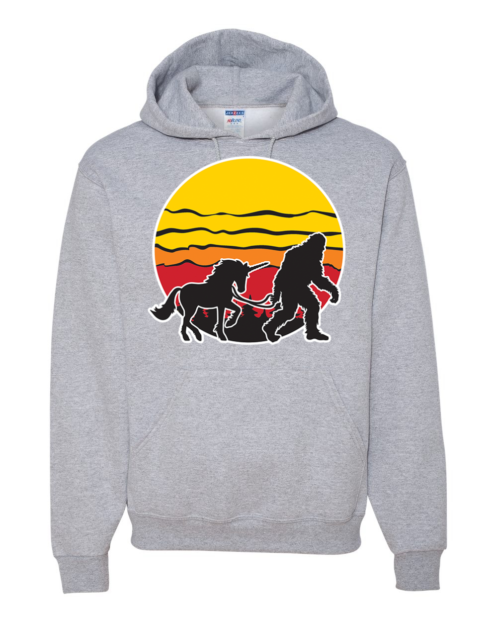 Sunset Silhoutte Unicorn and Sasquatch Unisex Hoodie Sweatshirt - Picture 8 of 28