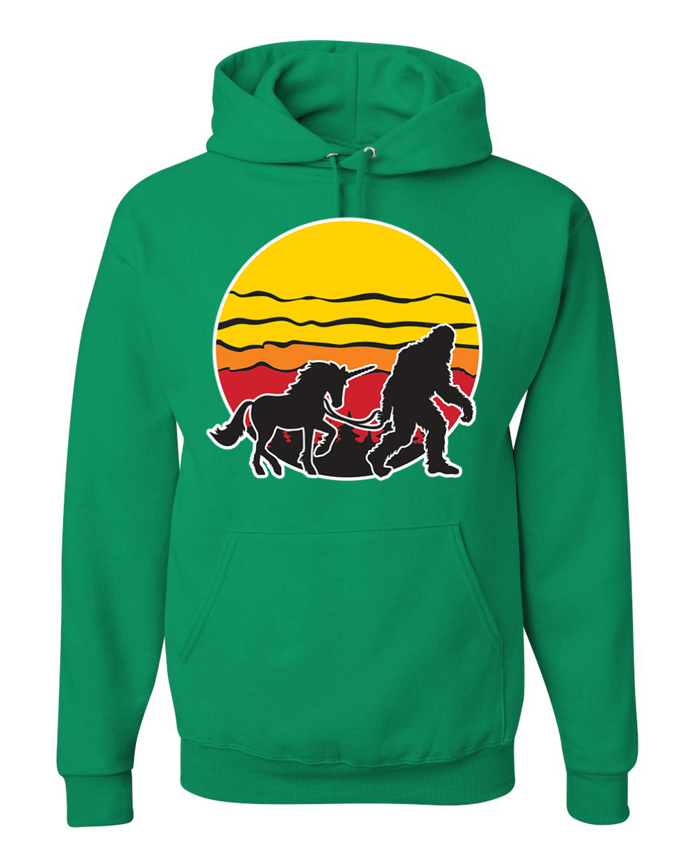 Sunset Silhoutte Unicorn and Sasquatch Unisex Hoodie Sweatshirt - Picture 9 of 28