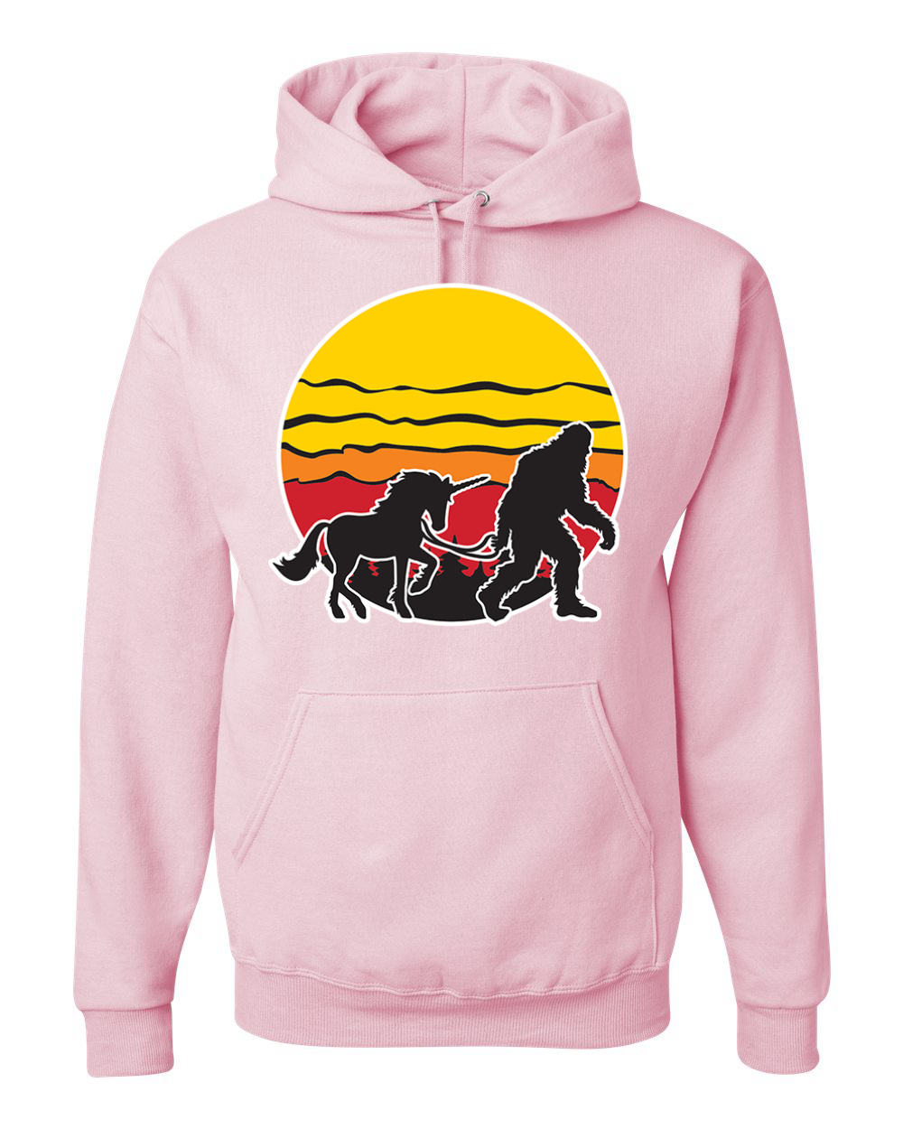 Sunset Silhoutte Unicorn and Sasquatch Unisex Hoodie Sweatshirt - Picture 10 of 28