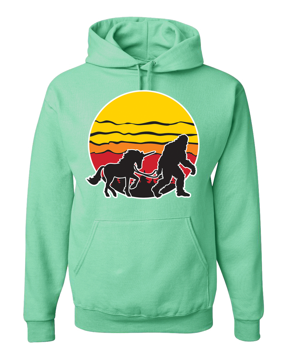 Sunset Silhoutte Unicorn and Sasquatch Unisex Hoodie Sweatshirt - Picture 24 of 28