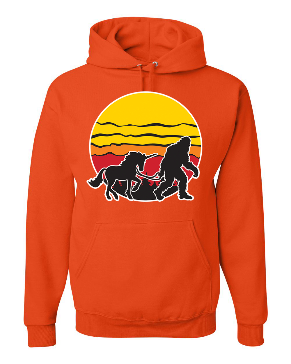 Sunset Silhoutte Unicorn and Sasquatch Unisex Hoodie Sweatshirt - Picture 14 of 28