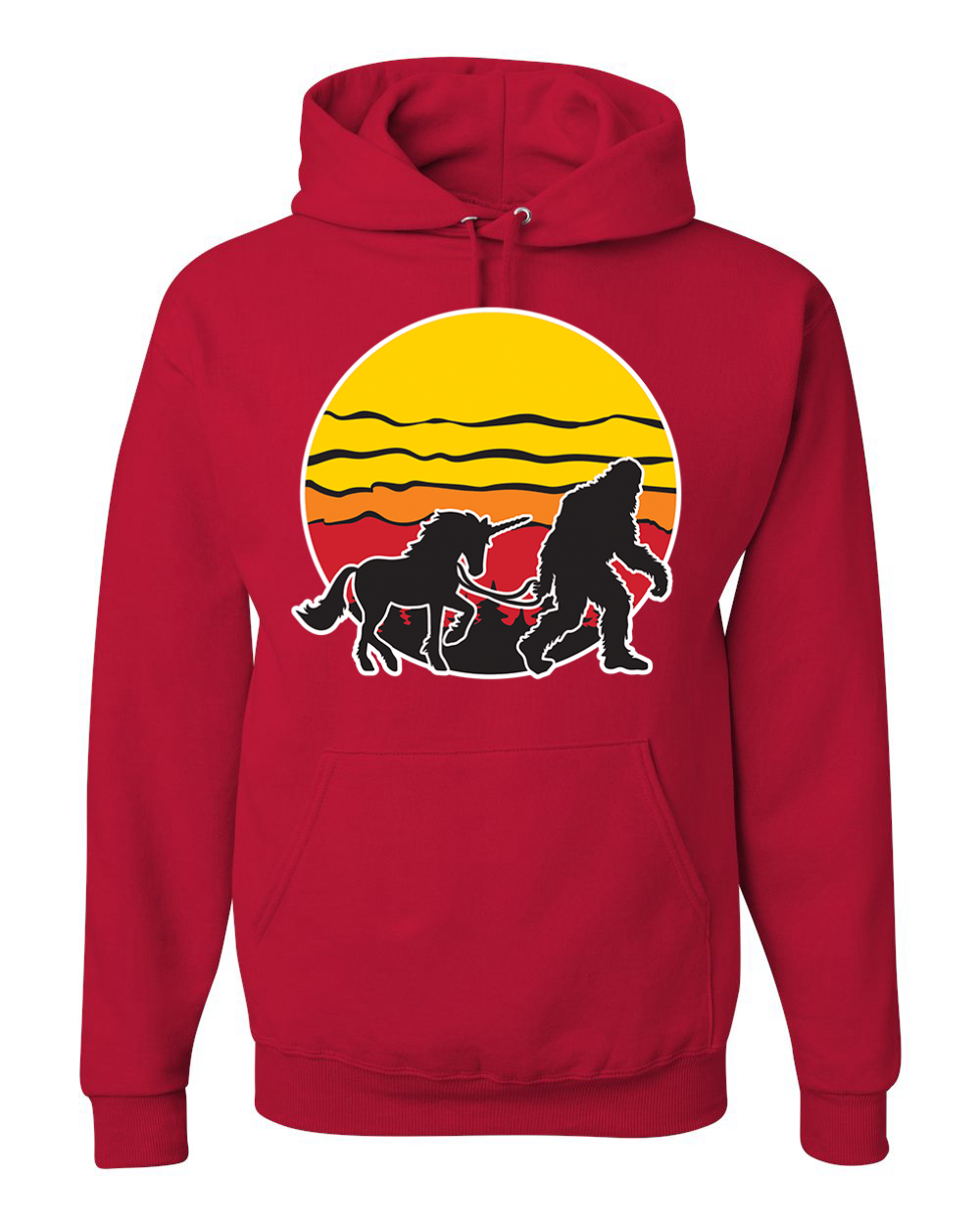 Sunset Silhoutte Unicorn and Sasquatch Unisex Hoodie Sweatshirt - Picture 16 of 28