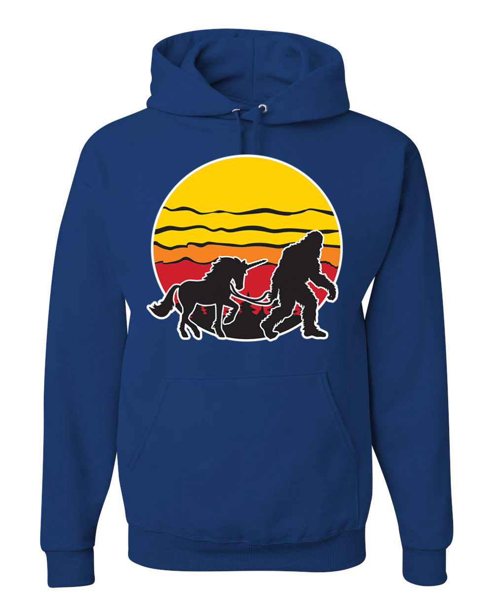 Sunset Silhoutte Unicorn and Sasquatch Unisex Hoodie Sweatshirt - Picture 17 of 28
