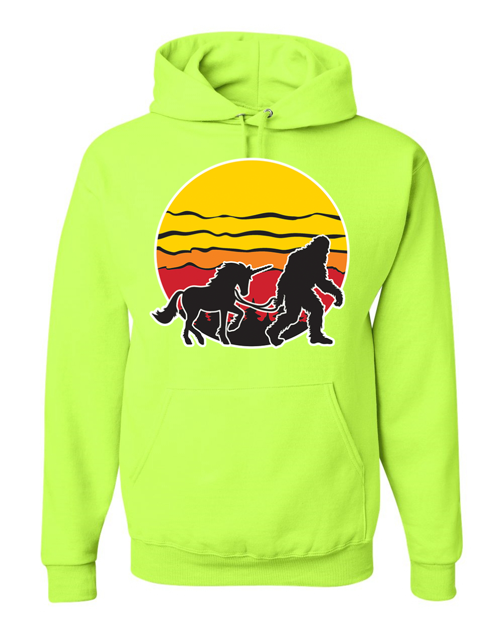 Sunset Silhoutte Unicorn and Sasquatch Unisex Hoodie Sweatshirt - Picture 23 of 28