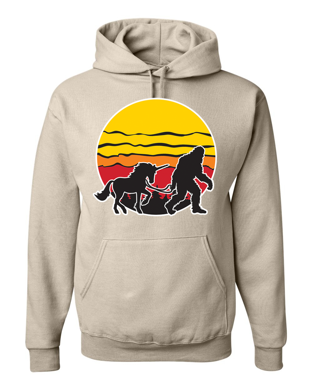 Sunset Silhoutte Unicorn and Sasquatch Unisex Hoodie Sweatshirt - Picture 26 of 28