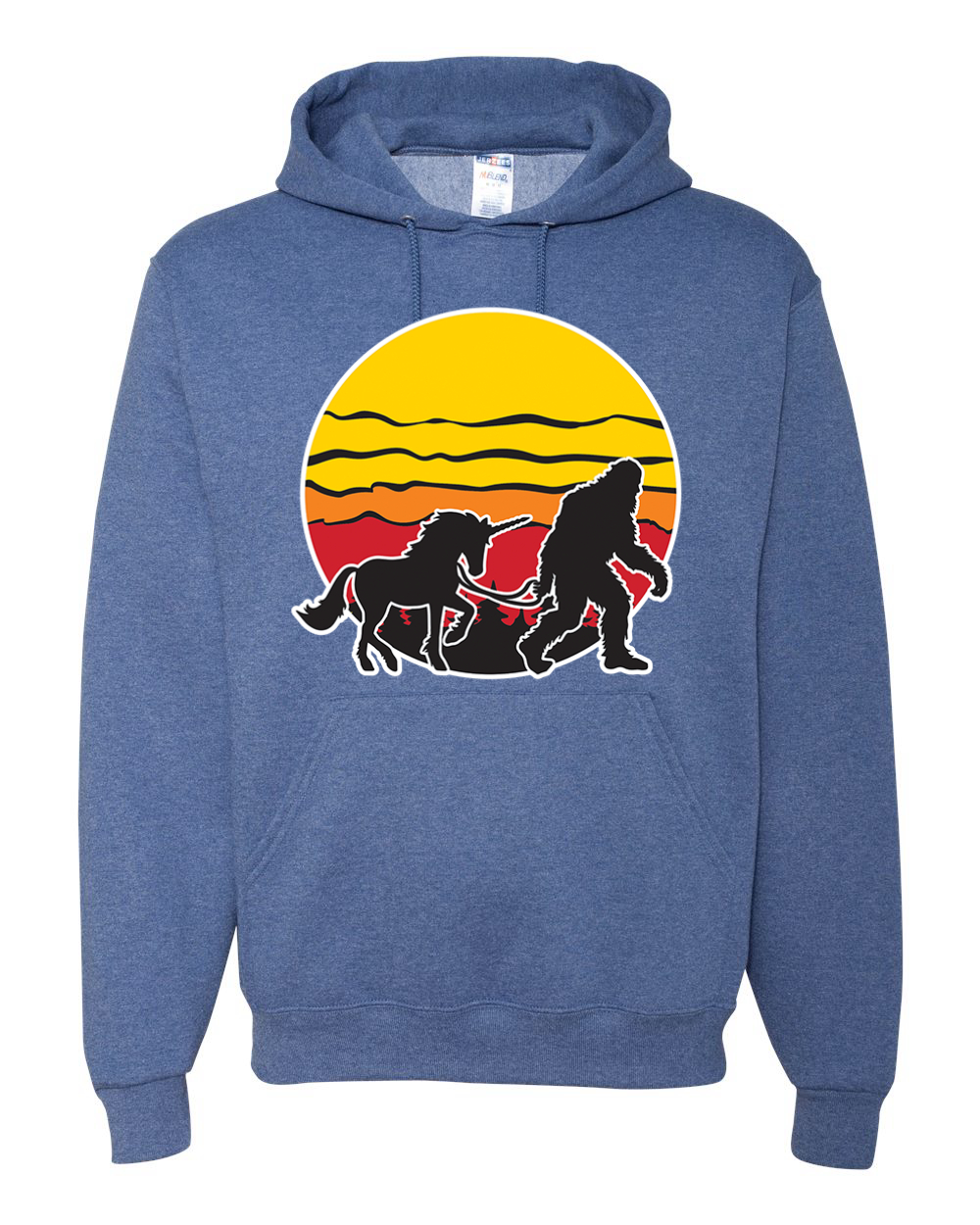 Sunset Silhoutte Unicorn and Sasquatch Unisex Hoodie Sweatshirt - Picture 18 of 28