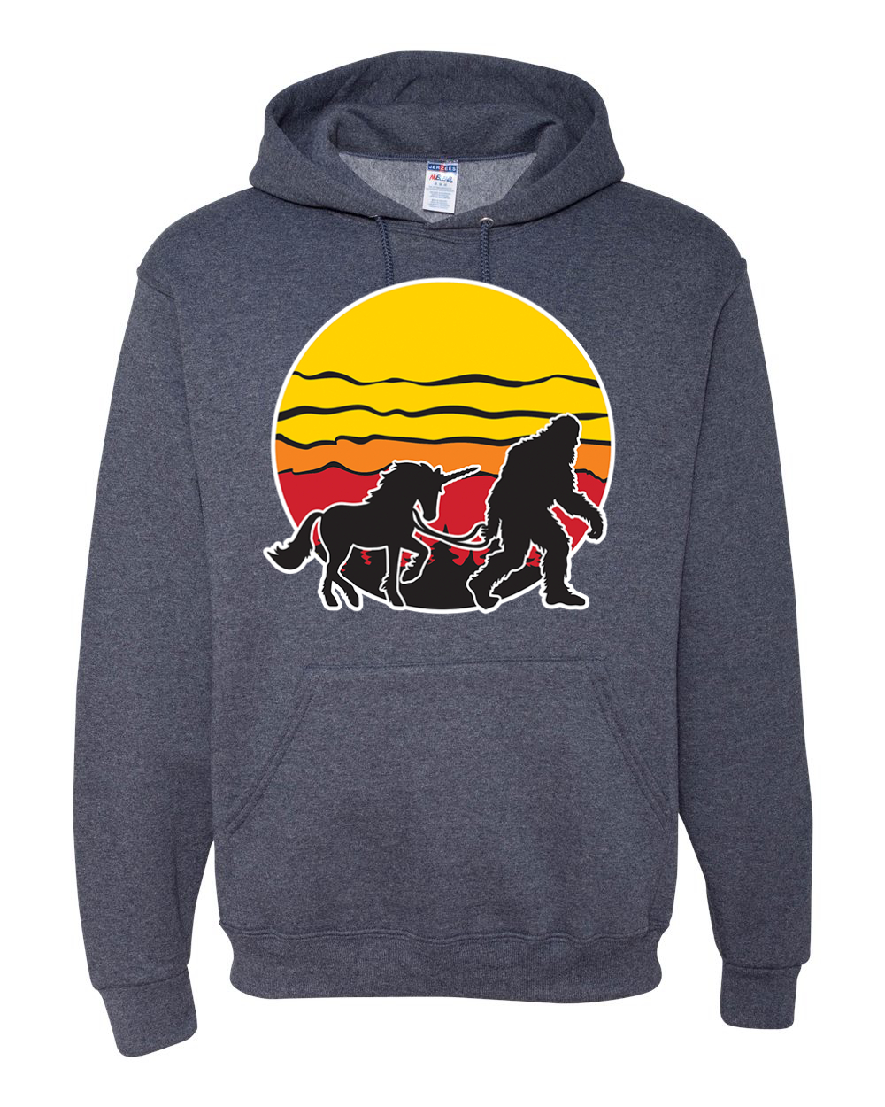 Sunset Silhoutte Unicorn and Sasquatch Unisex Hoodie Sweatshirt - Picture 19 of 28