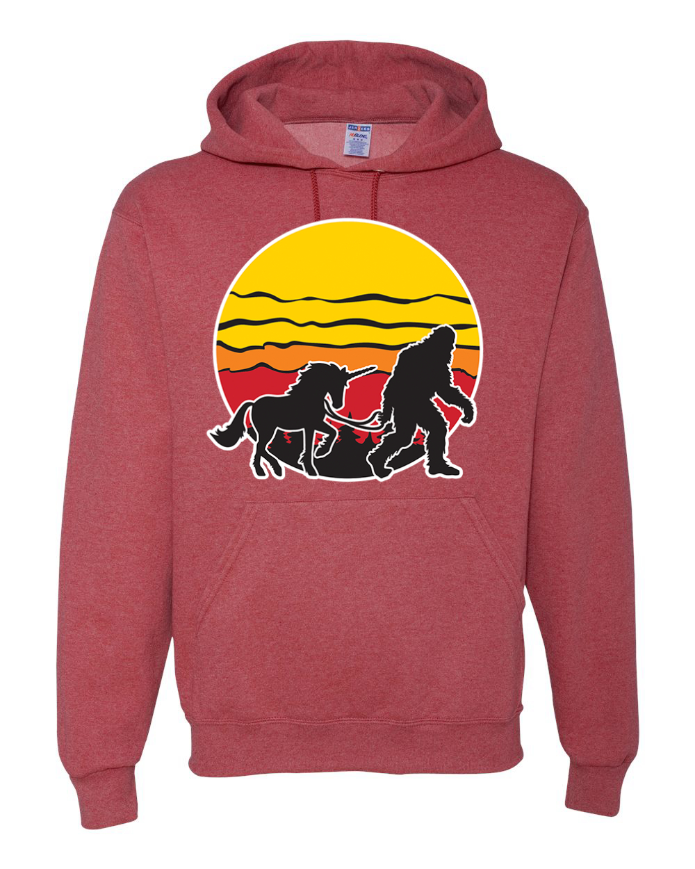 Sunset Silhoutte Unicorn and Sasquatch Unisex Hoodie Sweatshirt - Picture 20 of 28